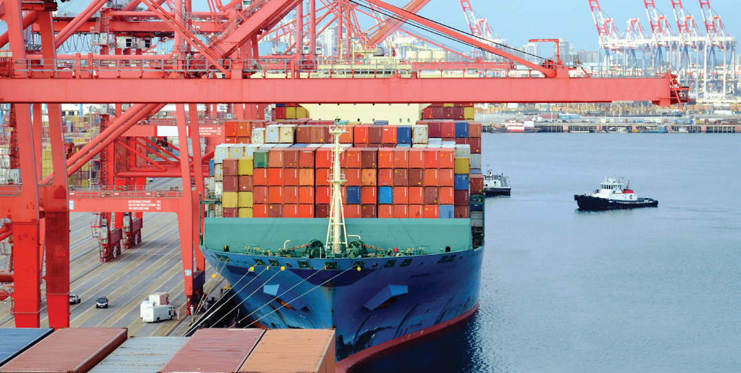 Containers and cranes at the Port of Long Beach